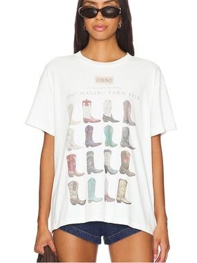Found T-Shirt with Boot Print - White